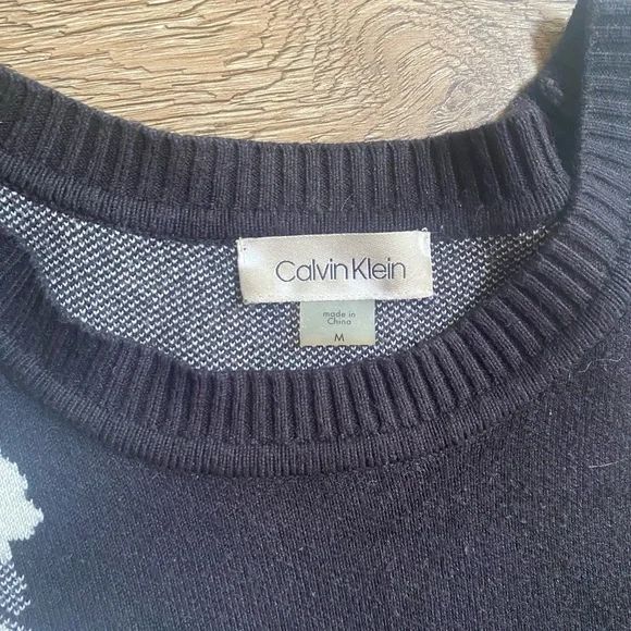 Calvin Klein Black and White Knit Dress 3/4 Sleeve Crew Neck - Picture 5 of 9